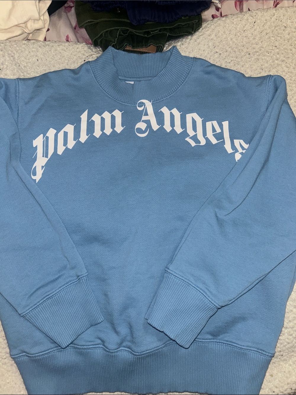Palm Angels Kids Blue Logo Crewneck Sweater Size 8